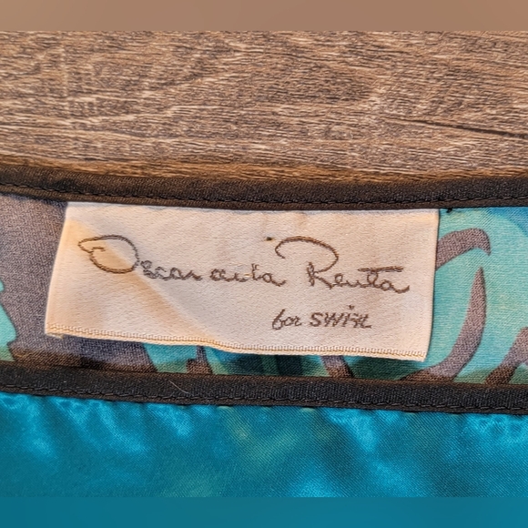 Oscar de la Renta for Swirl 80's 90's Vintage Kimono Blouse Womens M Black Teal - Picture 7 of 11